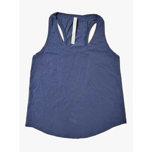 EUC - Lululemon Women's 10 Blue Stretch Cotton Tank Top Gym Tee Workout Casual